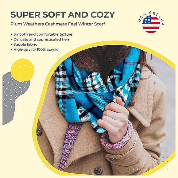 Super Soft Luxurious Cashmere Feel unisex Brown-beige Plaid - Picture 2 of 6